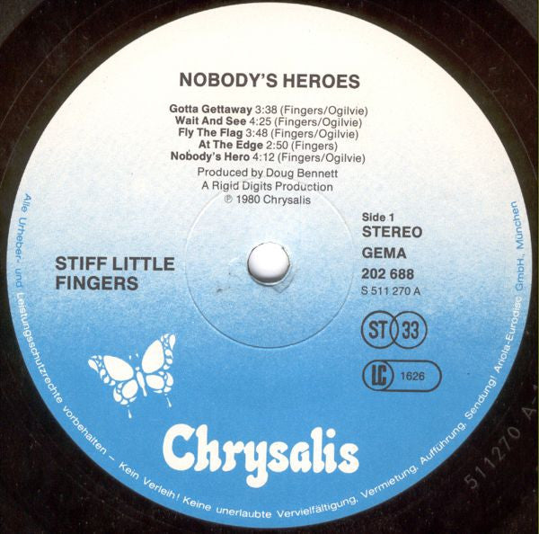 Stiff Little Fingers : Nobody's Heroes (LP, Album)