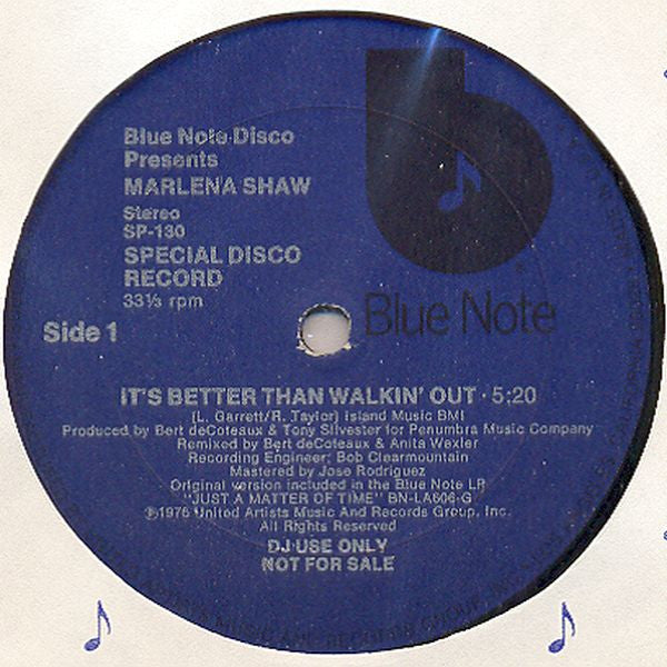 Marlena Shaw : It's Better Than Walkin' Out / Love Has Gone Away (12", Promo)