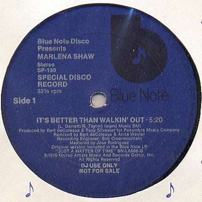 Marlena Shaw : It's Better Than Walkin' Out / Love Has Gone Away (12", Promo)