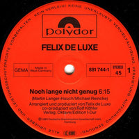 Felix De Luxe : Noch Lange Nicht Genug / Taxi á Paris (Version Longue Anglaise) (12", Maxi)