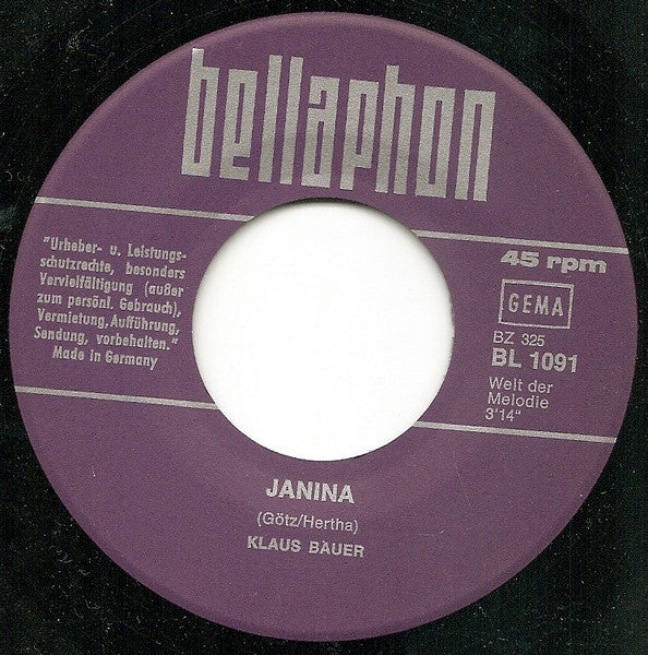 Klaus Bauer (4) : Janina (7", Single)