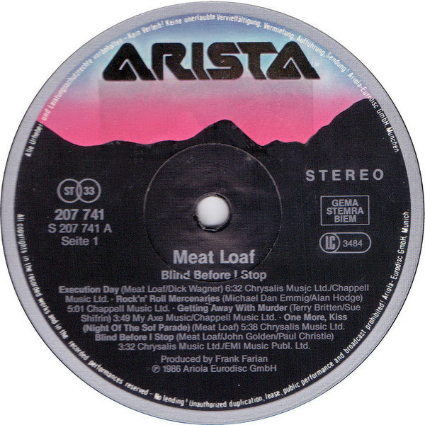 Meat Loaf : Blind Before I Stop (LP, Album)