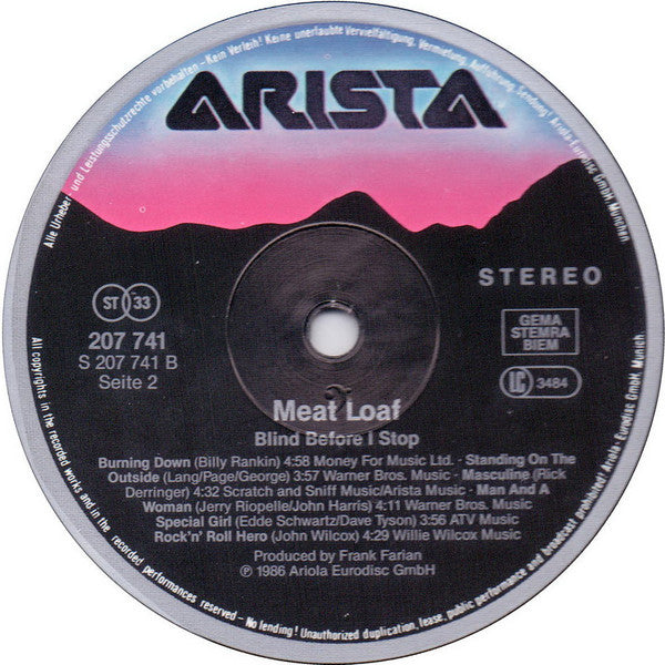 Meat Loaf : Blind Before I Stop (LP, Album)