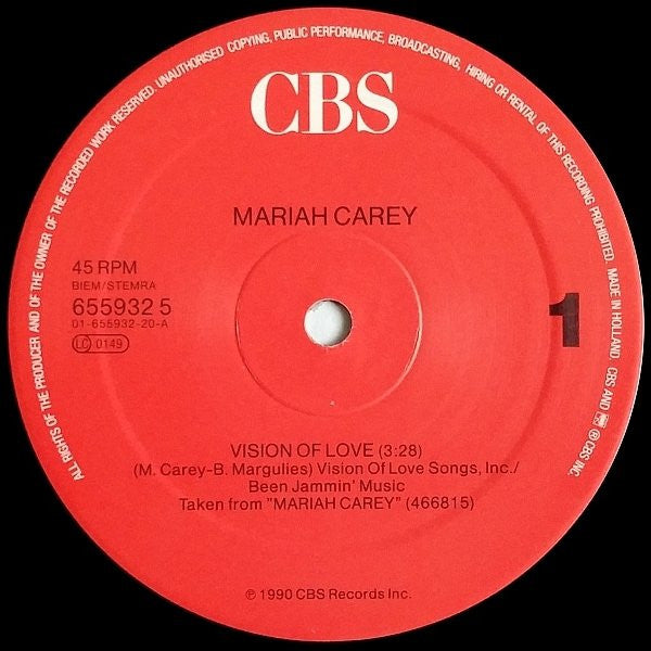 Mariah Carey : Vision Of Love (12", Maxi)
