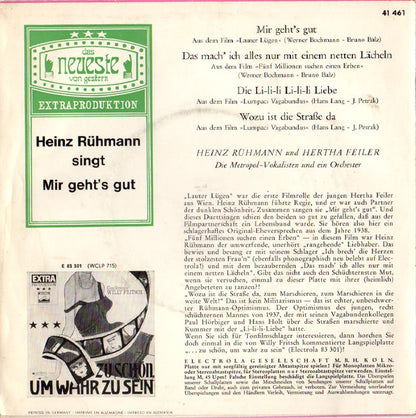 Heinz Rühmann Und Hertha Feiler : Mir Geht's Gut (7", EP)