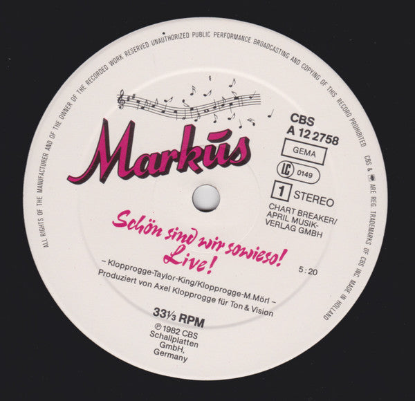 Markus (6) : Schön Sind Wir Sowieso (12", Maxi)