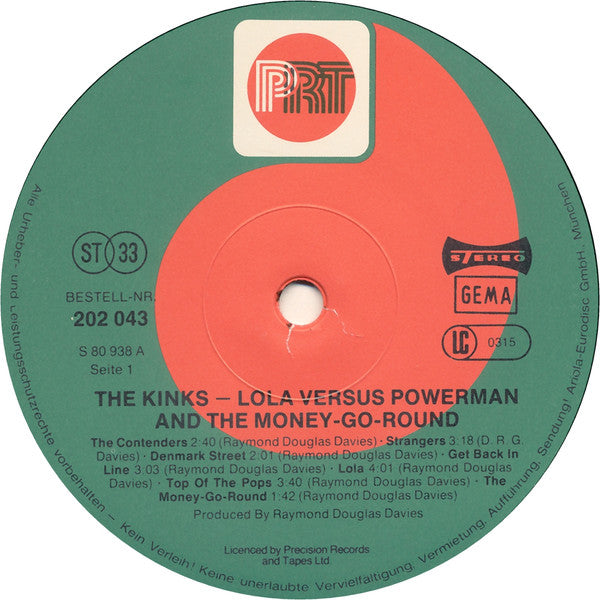 The Kinks : Lola Versus Powerman And The Moneygoround Part One (LP, Album, RE)