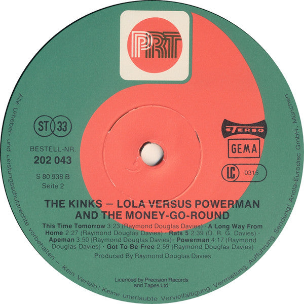 The Kinks : Lola Versus Powerman And The Moneygoround Part One (LP, Album, RE)