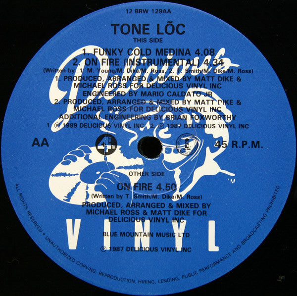 Tone Lōc* : On Fire / Funky Cold Medina (12", Single)