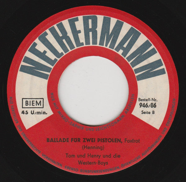 Tom & Henry Und  Die Western-Boys : Cowboy Billy (7", Single, Mono)