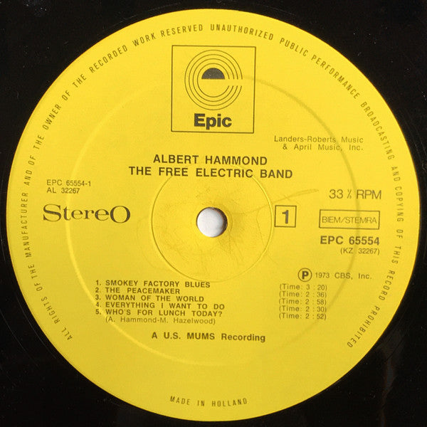 Albert Hammond : The Free Electric Band (LP, Album, Gat)