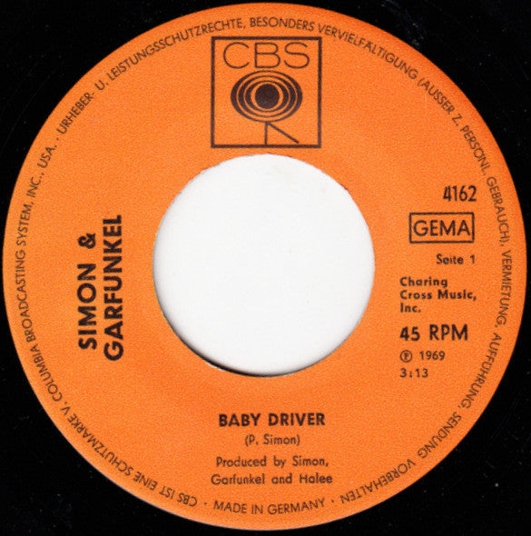 Simon & Garfunkel : Baby Driver / The Boxer (7", Single)
