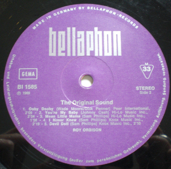 Roy Orbison : The Original Sound (LP, Album, Mono, RE)
