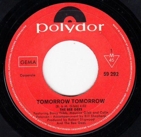Bee Gees : Tomorrow Tomorrow (7", Single, Mono)