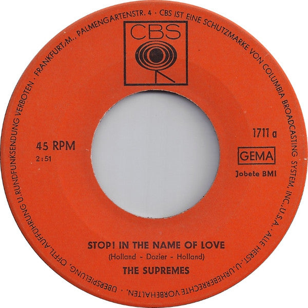 The Supremes : Stop! In The Name Of Love (7", Single)