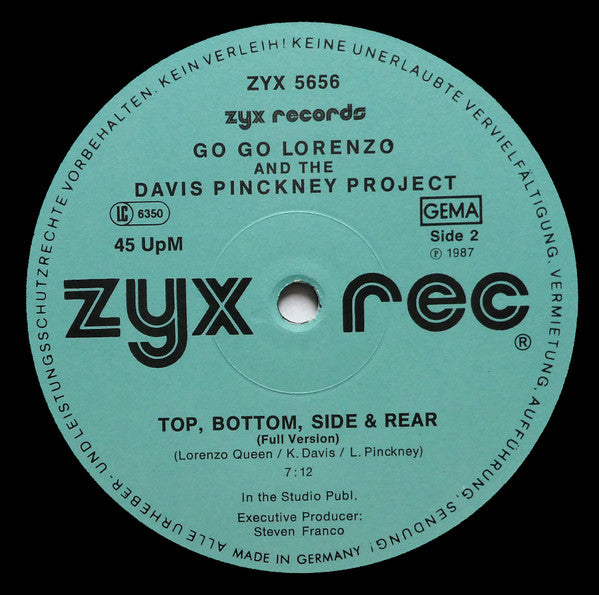 Go Go Lorenzo And The Davis Pinckney Project* : Top, Bottom, Side & Rear (12")