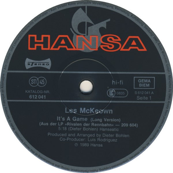 Les McKeown : It's A Game (12", Maxi)