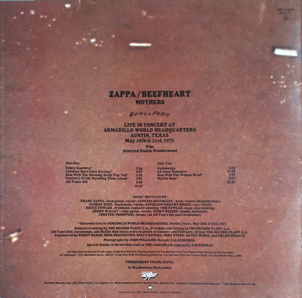 Frank Zappa / Captain Beefheart / The Mothers : Bongo Fury (LP, Album)