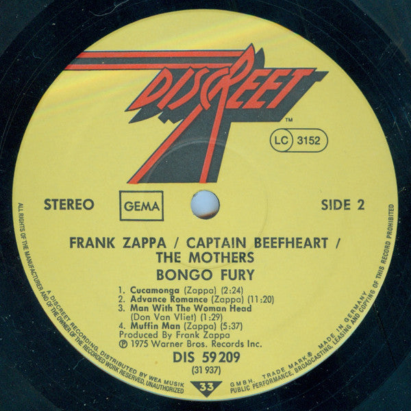 Frank Zappa / Captain Beefheart / The Mothers : Bongo Fury (LP, Album)