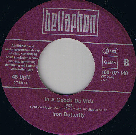 The Troggs / Iron Butterfly : Wild Thing / In A Gadda Da Vida (7", Single)