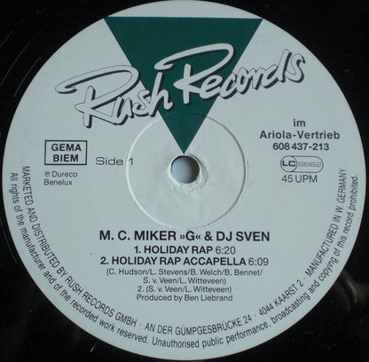 M.C.Miker"G" & Deejay Sven* : Holiday Rap (12")