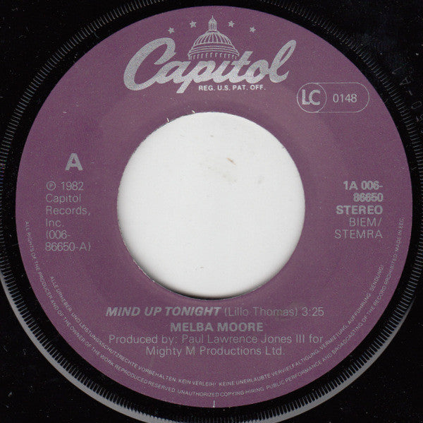 Melba Moore : Mind Up Tonight (7", Single)