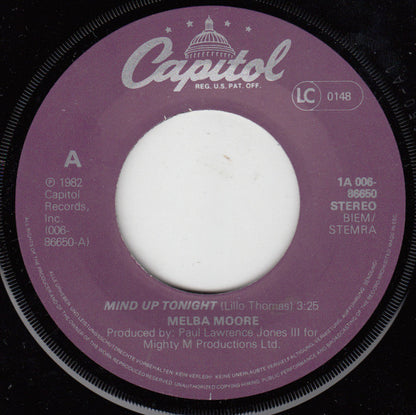 Melba Moore : Mind Up Tonight (7", Single)