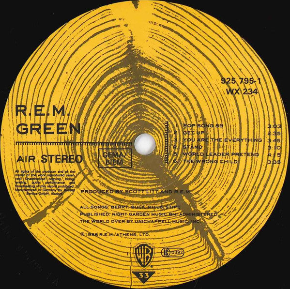 R.E.M. : Green (LP, Album, Tel)