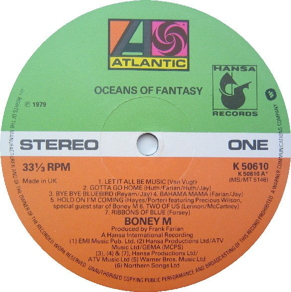 Boney M. : Oceans Of Fantasy (LP, Album, Gat)