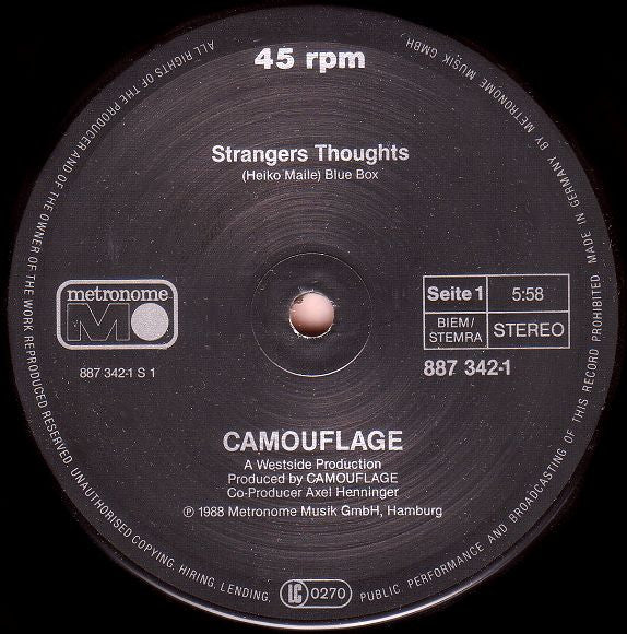 Camouflage : Strangers Thoughts (12", Maxi)