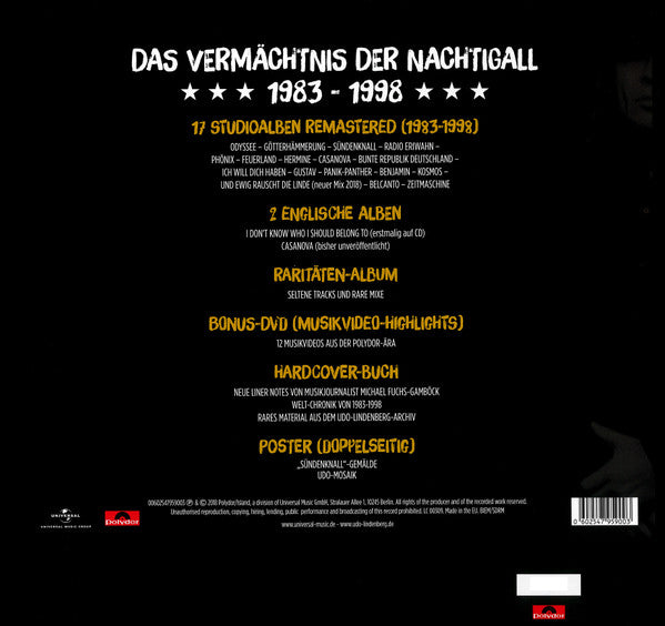 Udo Lindenberg : Das Vermächtnis Der Nachtigall 1983-1998 (18xCD, Comp, Dlx, Num, RM, S/Edition, Box + 2xCD, )