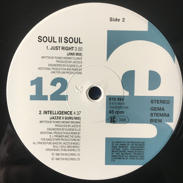 Soul II Soul : Just Right (12")