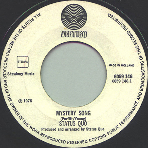 Status Quo : Mystery Song / Drifting Away (7", Single)