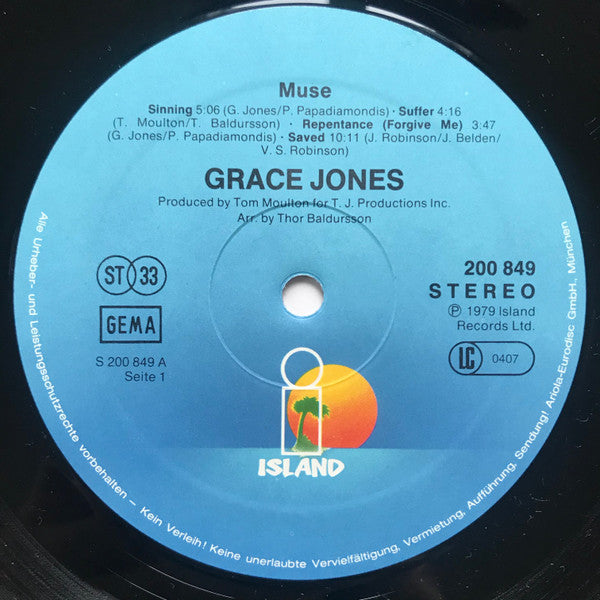 Grace Jones : Muse (LP, Album, P/Mixed, Gat)