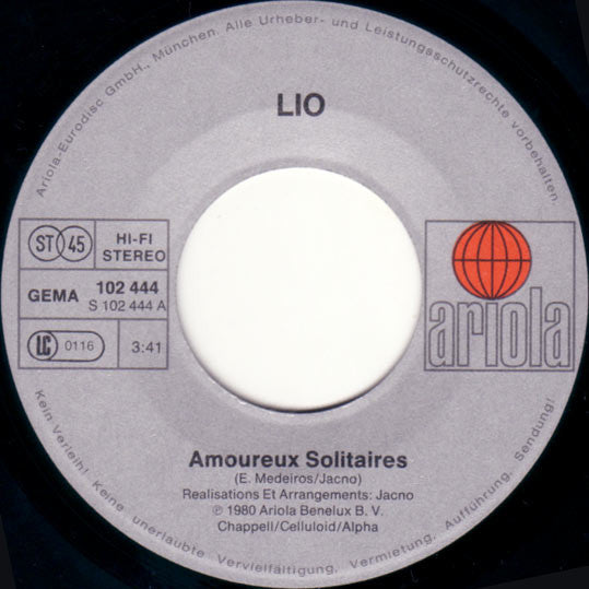 Lio : Amoureux Solitaires (Dis Moi Que Tu M'aimes)  (7", Single)
