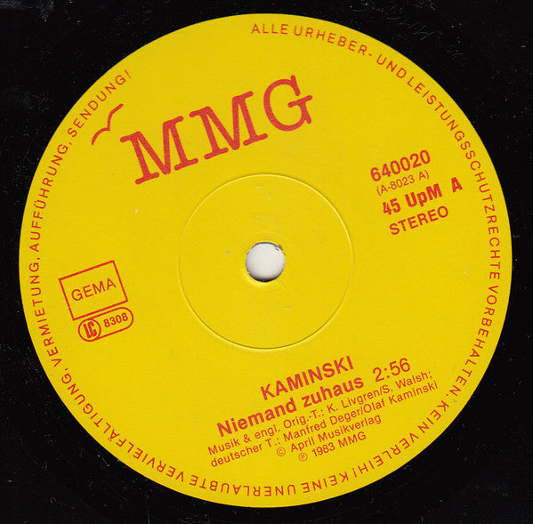Kaminski (4) : Niemand Zuhaus (7", Single)