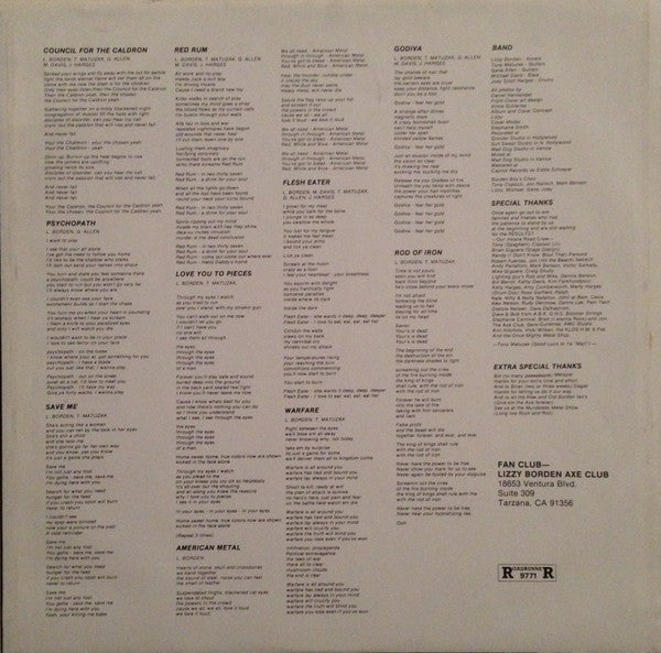 Lizzy Borden : Love You To Pieces (LP, Album)