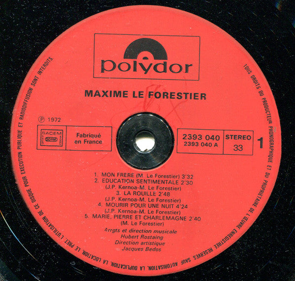 Maxime Le Forestier : Maxime Le Forestier (LP, Album, RE, A, )