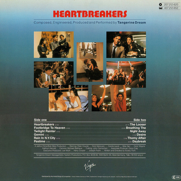 Tangerine Dream : Heartbreakers (Music From The Original Motion Picture Soundtrack) (LP, Album)