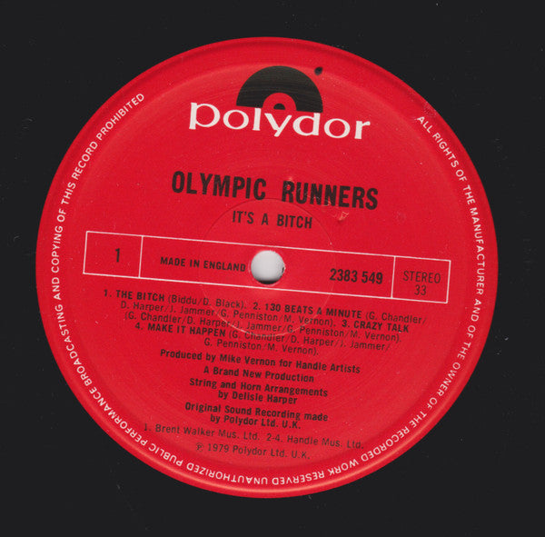 Olympic Runners : It's A Bitch (LP, Album)