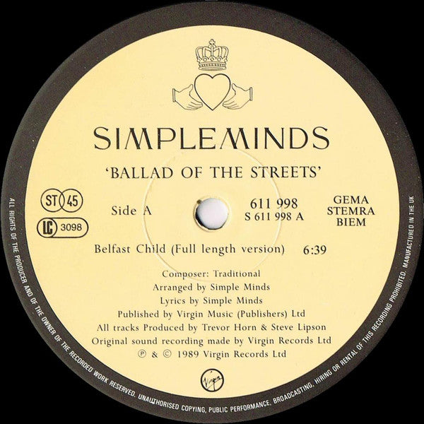 Simple Minds : Ballad Of The Streets (12", EP)