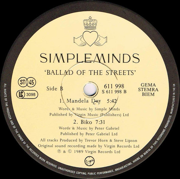 Simple Minds : Ballad Of The Streets (12", EP)