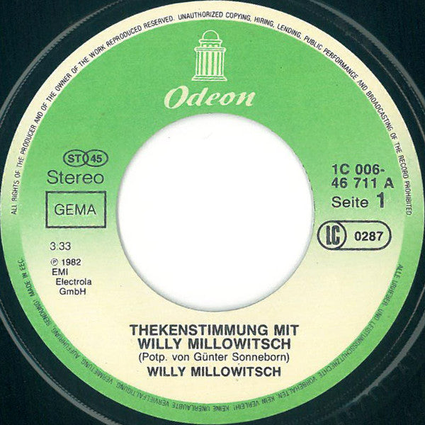 Willy Millowitsch / Marie-Luise Nikuta : Thekenstimmung Mit Willy Millowitsch / Die Hits Von Marie-Luise Nikuta (7")