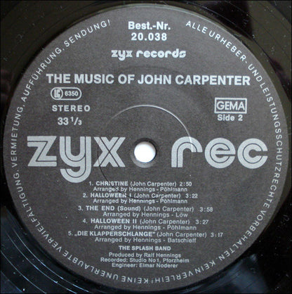 The Splash Band : The Music Of John Carpenter (LP, Sil)