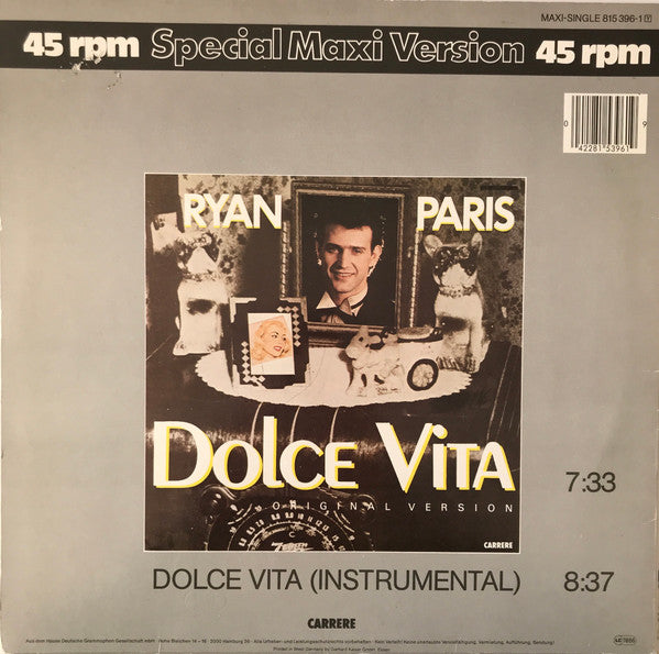 Ryan Paris : Dolce Vita (Original Version) (12", Maxi, Pap)