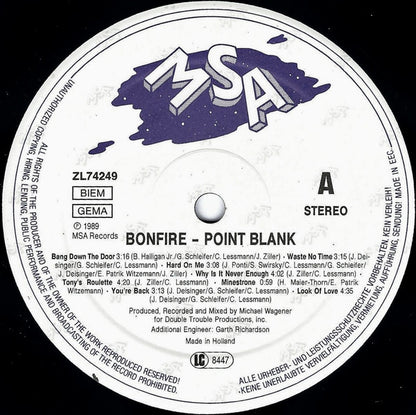 Bonfire : Point Blank (LP, Album)