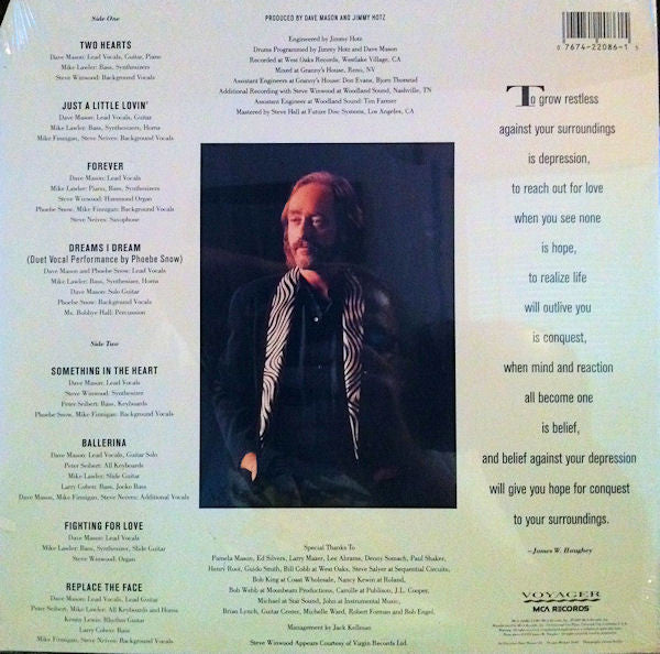 Dave Mason : Two Hearts (LP, Album, Pin)
