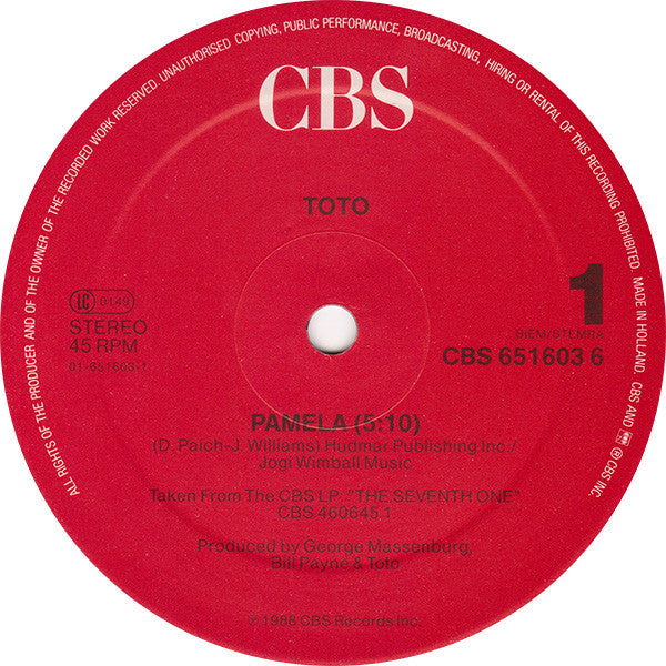 Toto : Pamela (12", Maxi)