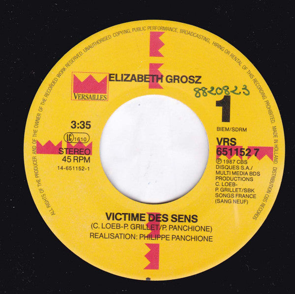 Elizabeth Grosz : Victime Des Sens (7", Single)