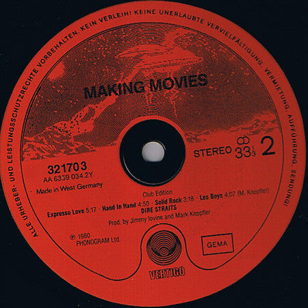 Dire Straits : Making Movies (LP, Album, Club, RE, Red)